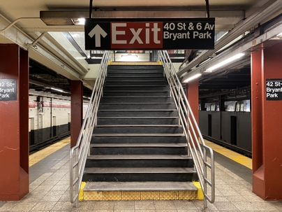 Subway platform stairs